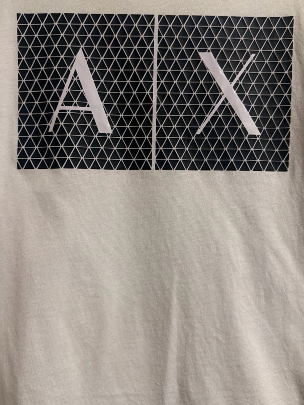 Armani Exchange White Short-Sleeve Tee with Black Geometric AX Graphic